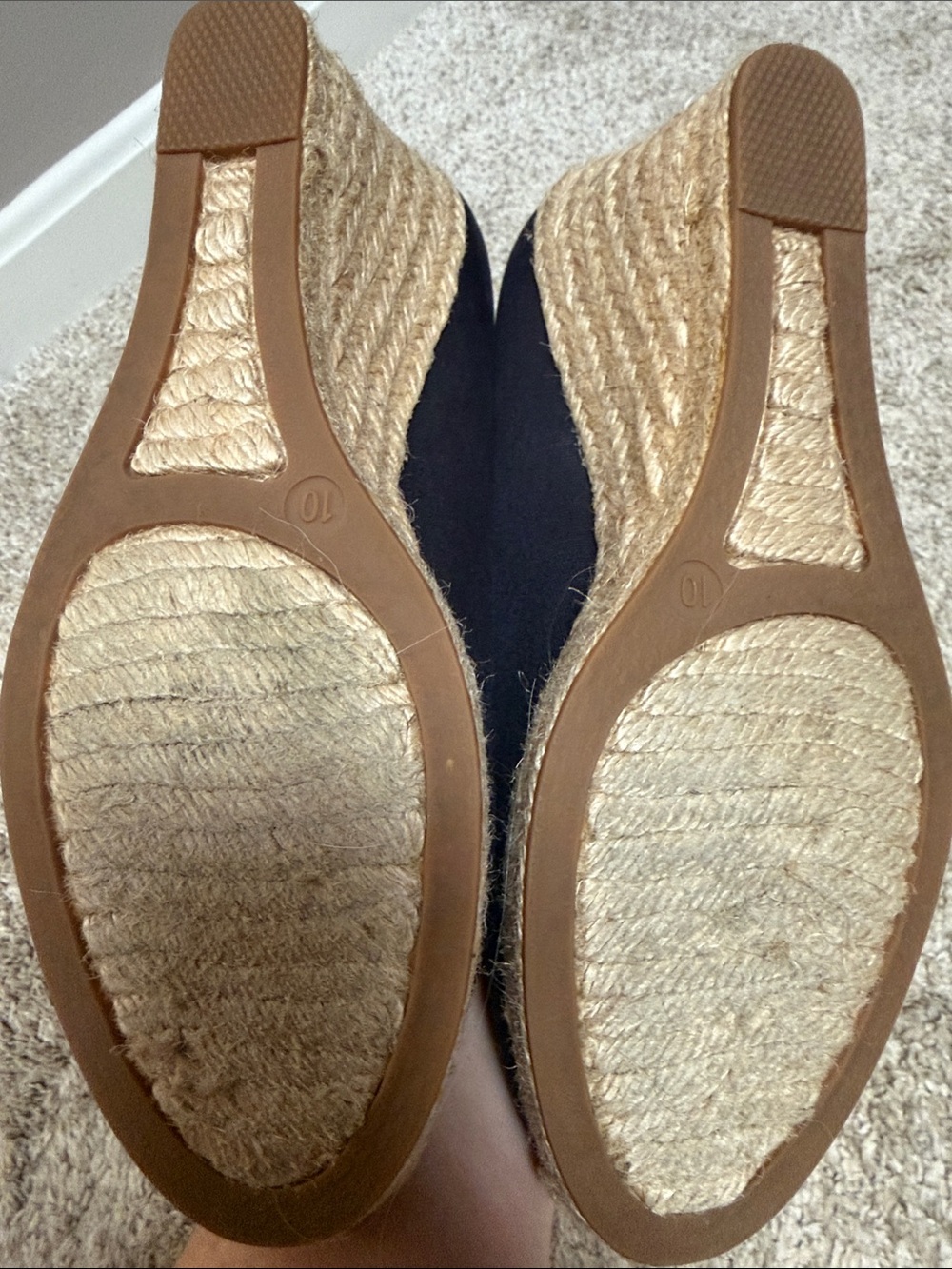 J. Crew Navy Espadrille Wedge Pumps with Jute Platform - Picture 3 of 6
